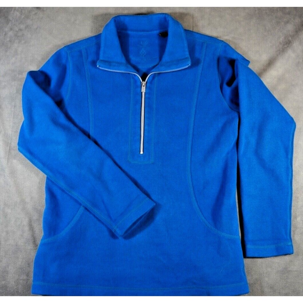 Tommy Bahama Mens M Blue Sweater 1/4 Zip Pullover Long Sleeve Cotton Spandex‎